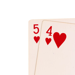 card gambling 9 baccarat 5 4 heart points isolated on white background