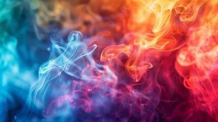 Close-up of brightly colored smoke bombs releasing vibrant hues into the air, creating an artistic spectacle - obrazy, fototapety, plakaty