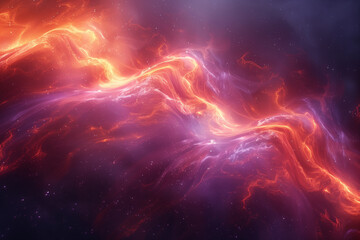 Computer generated red and orange swirl in starry sky 8k hi-res cosmic wallpaper background