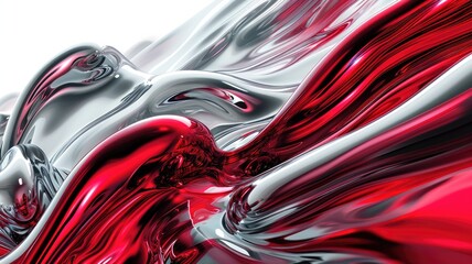 The abstract picture of the two colours of red and silver colours that has been created form of the waving shiny smooth satin fabric that curved and bend around this beauty abstract picture. AIGX01. - Powered by Adobe