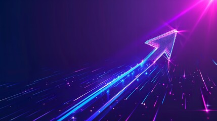 Fototapeta na wymiar Futuristic Neon Speed Arrow Up: Boosting and Acceleration