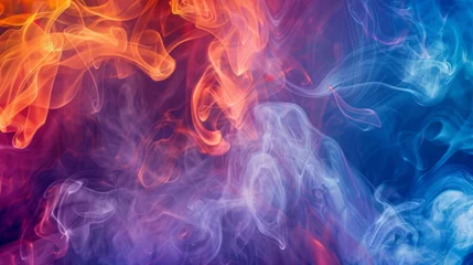 Fotobehang Close-up of vibrant smoke swirling in intricate patterns, a captivating sight of beauty in motion © Plaifah