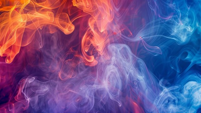 Close-up of vibrant smoke swirling in intricate patterns, a captivating sight of beauty in motion
