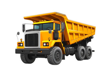 Fototapeta na wymiar Loaded orange dump truck in cartoon style, vector clipart isolated on white. Generative AI