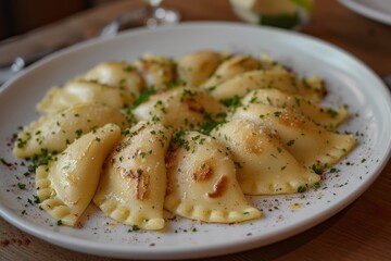 Stuffed pasta similar to ravioli called mezzelune or Schlutzkrapfen in Tyrol and crafuncins in...