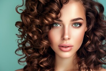 Fototapeta premium Stunning curly haired brunette