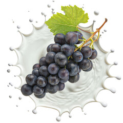 Bunch of grapes and milk splash
