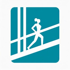 Silhouette of a woman climbing stairs. Fitness icon of a person exercising