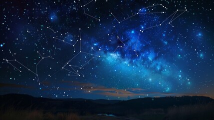 Constellations visible in the night sky, connecting stars to form ancient patterns and myths