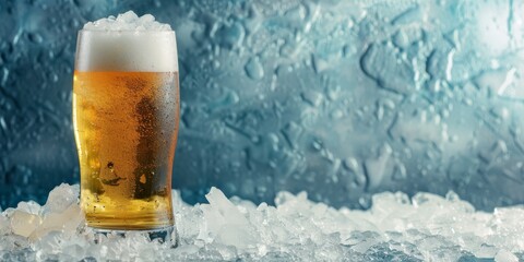 Glass of Beer on Ice - obrazy, fototapety, plakaty