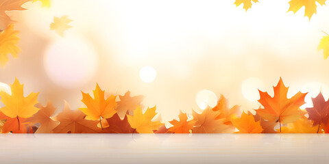 Naklejka na ściany i meble Autumn colorful leaves orange scenery landscape seasonal background 