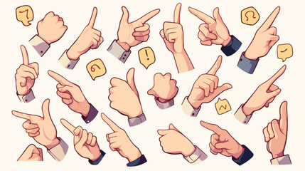 Fototapeta na wymiar Set of hands icons and symbols. Emoji hand icons. D