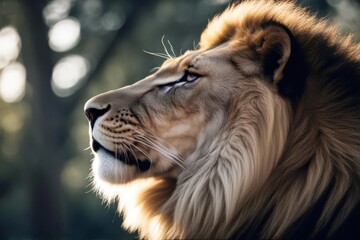 'portrait lion profile berber black image kenya mara masai most enjoying park young mighty watching...