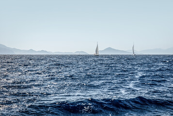 Sailboats in the Sea. Turkey.