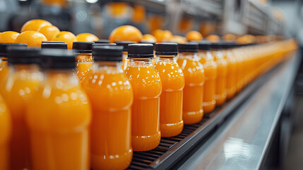 Orange juice, production at the modern factory	