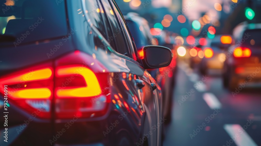 Aufkleber Frustrated commuters stuck in bumper-to-bumper traffic on a crowded highway.