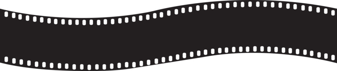 Film Strip icon in fill style. Movie Film with Film roll. Black photogram vector design can be used for mobile app and web design. Filmstrip photographer equipment isolated on transparent background.