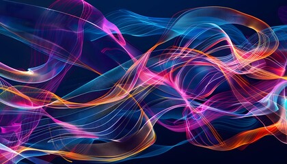 Obraz premium Energetic Background with Colorful Geometric Lines: Abstract representation of dynamic energy forms, displays the Energetic Background with Colorful Geometric Lines
