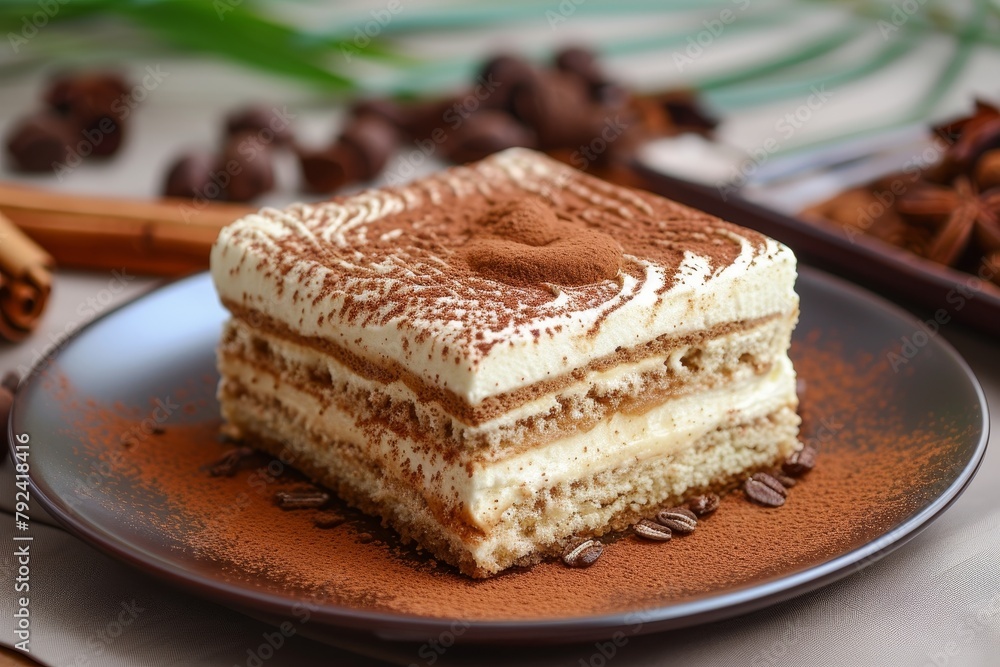 Wall mural Tasty tiramisu a delightful cake