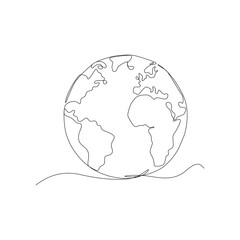 Earth continuous line drawing. environment earth illustration. flat design. eps 10. monoline.