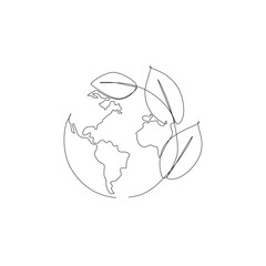 Earth continuous line drawing. environment earth illustration. flat design. eps 10. monoline.