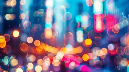 Foto op Canvas With a dreamy bokeh effect the defocused background enhances the vibrant energy of cosmopolitan flow showcasing the excitement and diversity of the urban landscape. . © Justlight