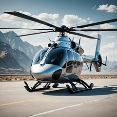 Helicopter standing on ground 