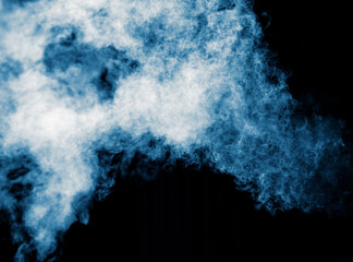 Blue smoke isolated black background - 792419894