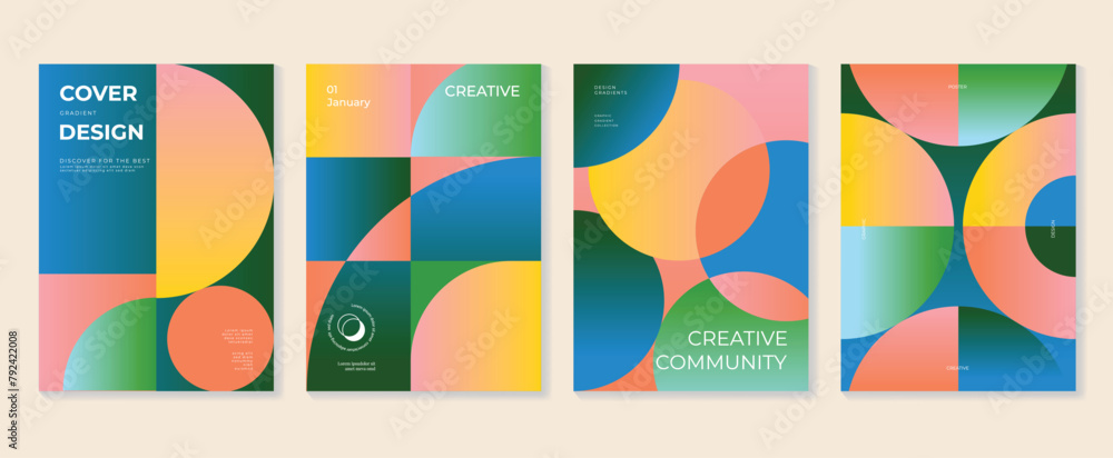 Canvas Prints abstract gradient background vector set. minimalist style cover template with vibrant perspective ge