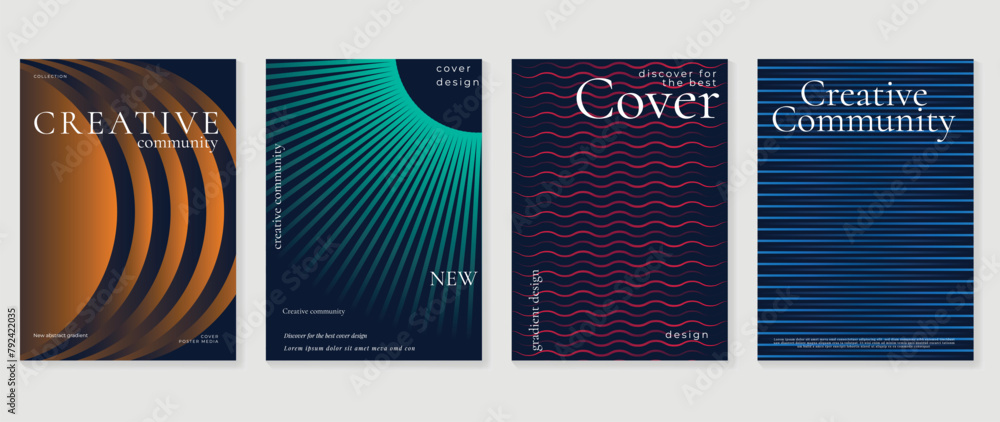 Canvas Prints abstract gradient background vector set. minimalist style cover template with vibrant perspective 3d