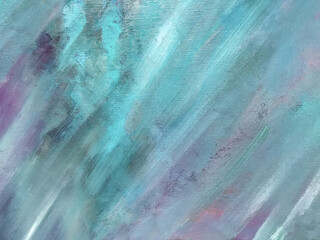 Abstract art background purple and turquoise colors. Watercolor painting with cerulean gradient.