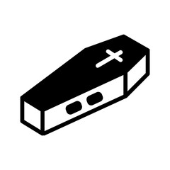 Vector solid black icon for Coffin