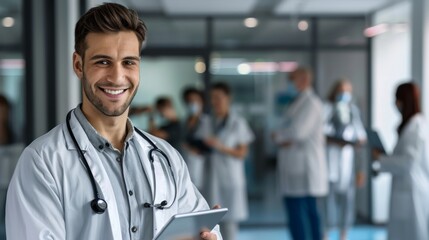 Fototapeta premium Confident Doctor with Digital Tablet