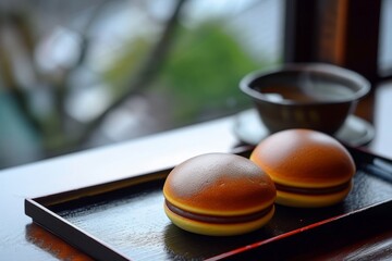 Obraz na płótnie Canvas Traditional Japanese dessert made with red bean paste called dorayaki