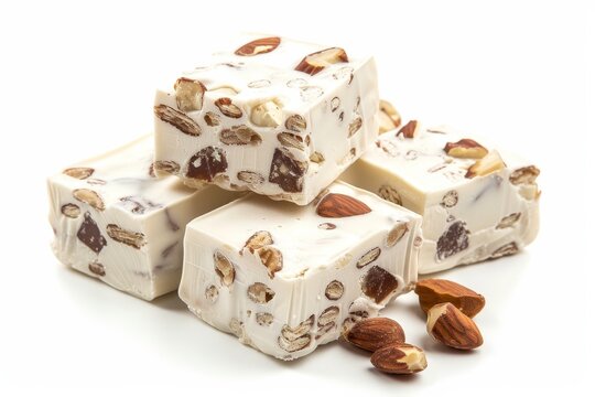 Traditional nougat stack on white surface