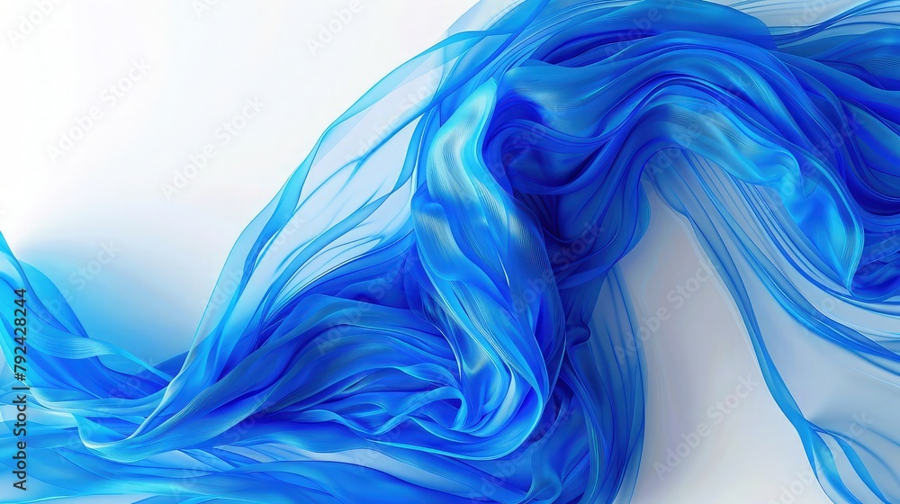 Poster a serene sea of translucent blue waves gently undulates across the canvas, creating an ethereal and 