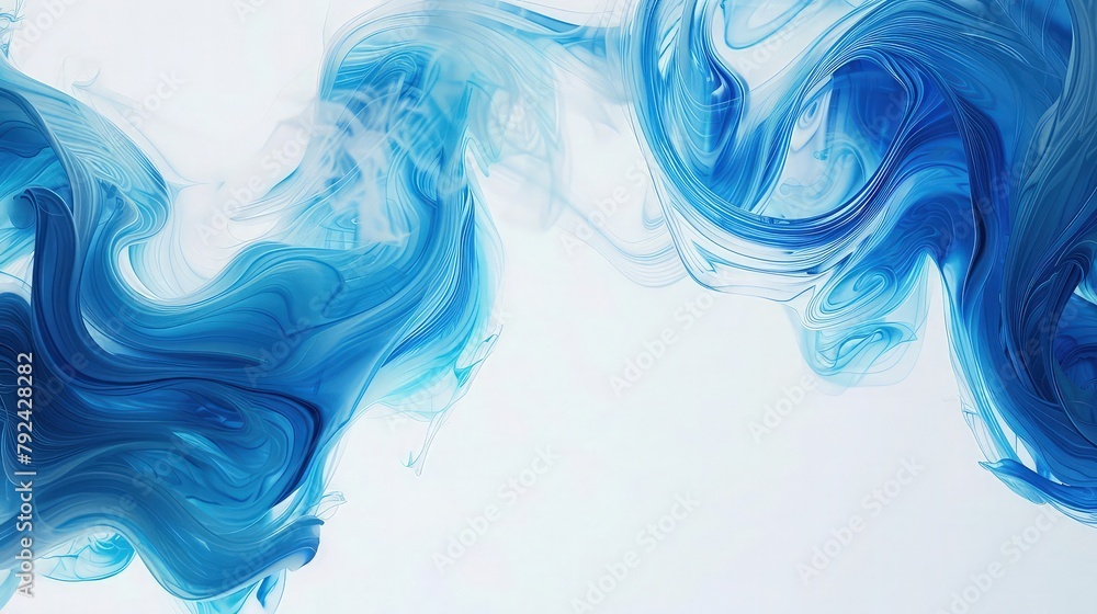 Poster a serene sea of translucent blue waves gently undulates across the canvas, creating an ethereal and 