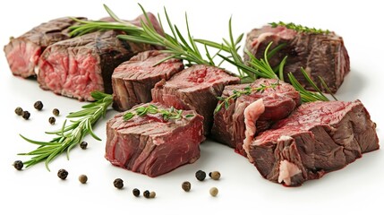 Assorted gourmet beef cuts, PNG with clipping path