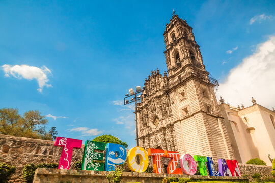 Tepotzotlan, State of Mexico, Mexico, April 20 2024 Templo de san francisco javier, church with baroque architecture in tepotzotlan state of mexico