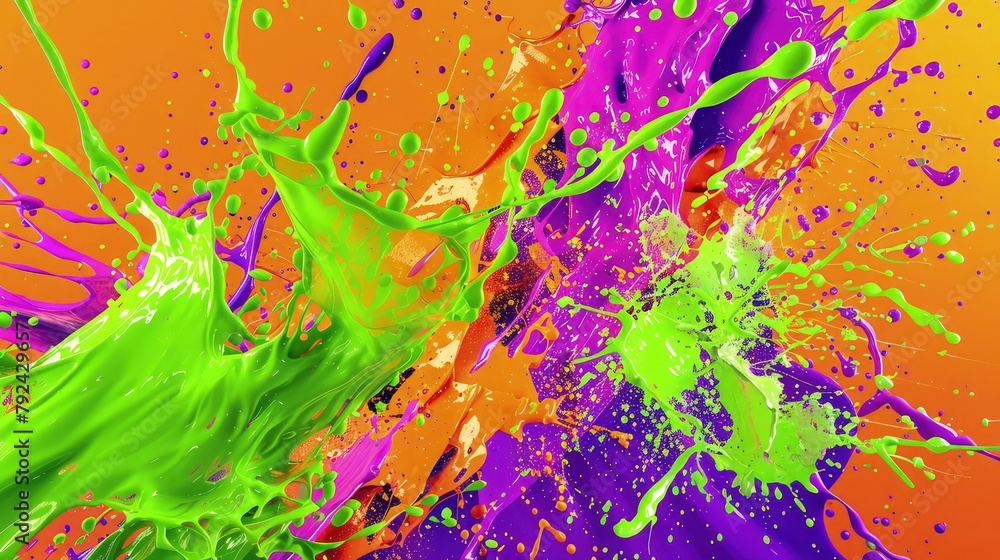 Poster cascading down the canvas like a waterfall of color, thick paint splashes create a mesmerizing abstr