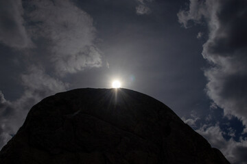 Majestic Rock Formation Bathed in Sunlight
