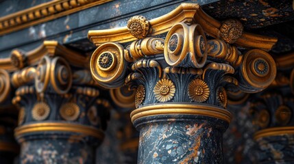 Fototapeta na wymiar marble pillars building detailillustration image