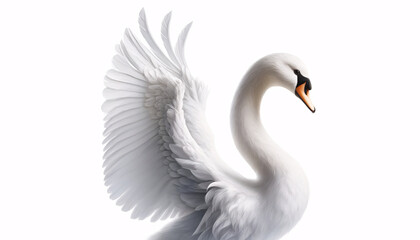 white swan isolated on white