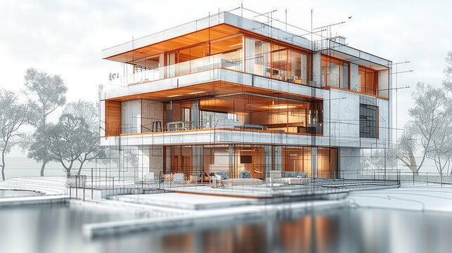 presentation of the bim model for the construction customer and contractor development of project drawings based on the bim model,art image