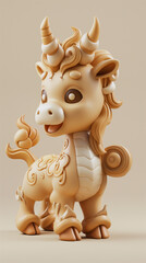 Qilin - In Chinese mythology, it is considered an animal that brings good omens and good luck. It has the body of a deer, the tail of a cow, and the hooves of a horse, and is said to have a gentle and - obrazy, fototapety, plakaty
