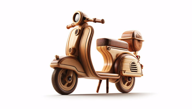 a wooden vintage scooter