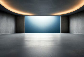 'fog blue mockup stage background concrete Tunnel empty grey floor poduim concert spotlight smoke...