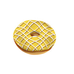 Illustration a yellow donut with cream