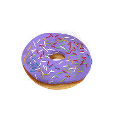 Illustration a purple donut with sprinkles