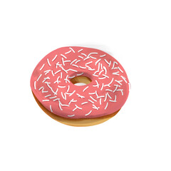 Illustration a pink donut with mess